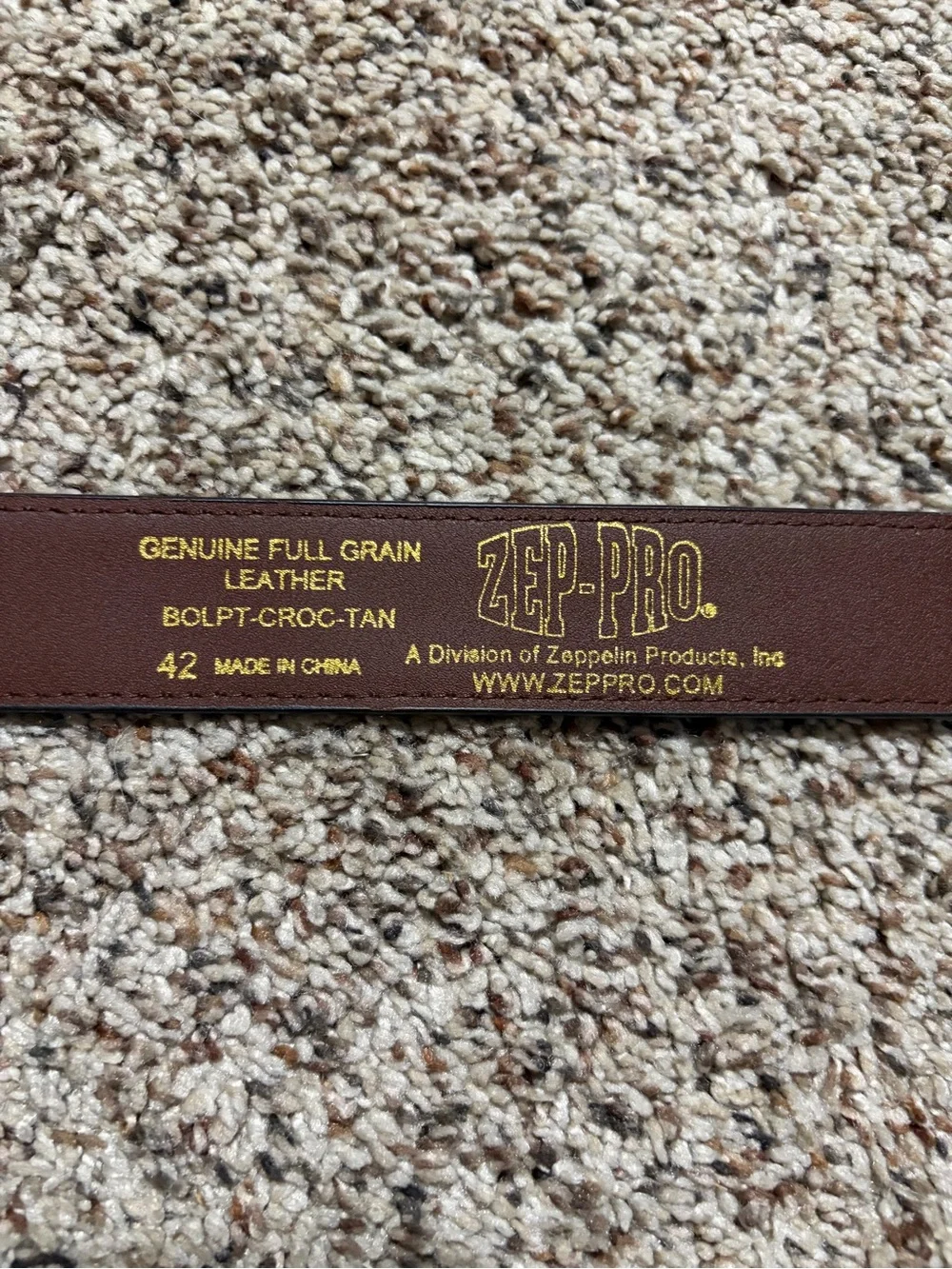 Men's Brown Leather Belt with Alabama Roll Tide size 42 Zep-Pro
